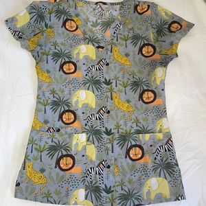 XS Womens printed scrub top (lightly worn)